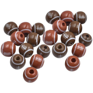 50 Pcs Wooden Football Beads Necklace Spacer Bulk Pendant