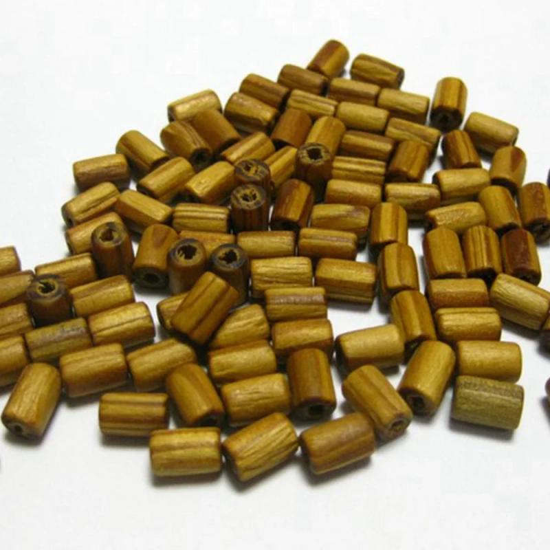200 Natural Pattern Tube Wood Beads 5X8mm
