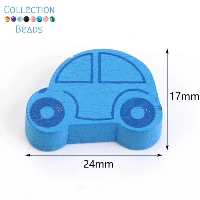 30pcs 24x17mm Wooden Car Beads for DIY Bracelet Making