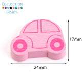30pcs 24x17mm Wooden Car Beads for DIY Bracelet Making