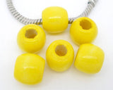 100pcs Yellow Dyed Drum Wood Beads for Charm Bracelet