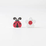 16mm 20pcs Ladybug Print Wood Beads DIY Necklace Bracelet