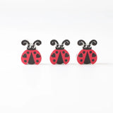 16mm 20pcs Ladybug Print Wood Beads DIY Necklace Bracelet