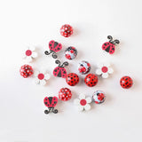 16mm 20pcs Ladybug Print Wood Beads DIY Necklace Bracelet
