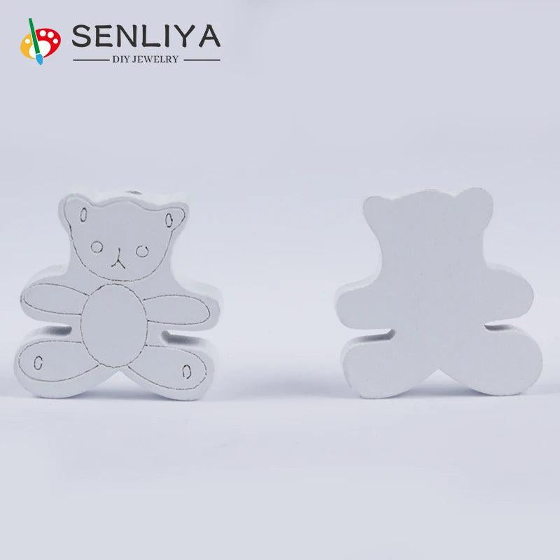 20Pcs Cartoon Animal Wooden Beads for Baby DIY Jewelry Kids Toys