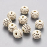 20Pcs Natural Wood Beads Leaf Pattern Round Spacer Beads for DIY Jewelry Making