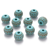 20Pcs Natural Wood Beads Leaf Pattern Round Spacer Beads for DIY Jewelry Making