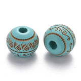 20Pcs Natural Wood Beads Leaf Pattern Round Spacer Beads for DIY Jewelry Making
