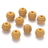 20Pcs Natural Wood Beads Leaf Pattern Round Spacer Beads for DIY Jewelry Making
