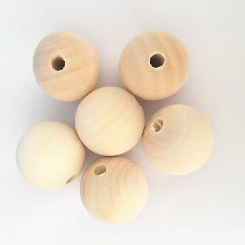 Natural Round Wooden Beads 35mm 5Pcs