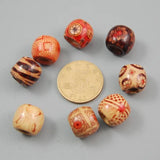 50Pcs/Lot Mixed Flower Printed Wooden Beads DIY Jewelry Findings