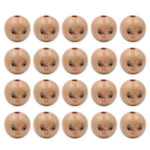20x Round Wooden Head Beads for DIY Jewelry Making