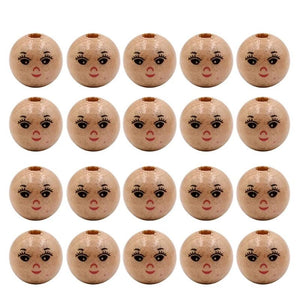 20x Round Wooden Head Beads for DIY Jewelry Making