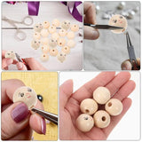 50Pcs Wooden Round Beads with Smile Face for Kids Jewelry Making