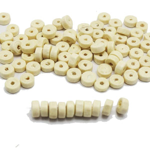 500 Natural 8X3mm Column Heishi Wood Beads