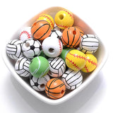 Mixed Sports Wooden Beads 16mm Basketball Football Volleyball Spacer Beads