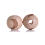 16mm Wood Beads Cartoon Animal Heart Pattern Round Charms