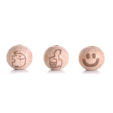 16mm Wood Beads Cartoon Animal Heart Pattern Round Charms