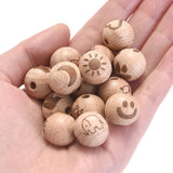 16mm Wood Beads Cartoon Animal Heart Pattern Round Charms