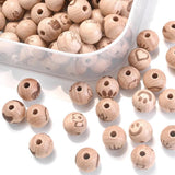 16mm Wood Beads Cartoon Animal Heart Pattern Round Charms