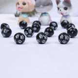 Dog Paw Print Charms Wooden Beads Round Balls Spacers Beads
