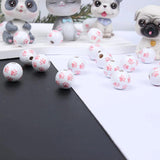 Dog Paw Print Charms Wooden Beads Round Balls Spacers Beads