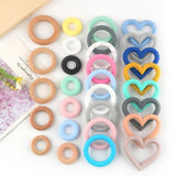 5Pcs Silicone and Wooden DIY Crafts Chewable Teething Rings