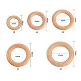 5Pcs Silicone and Wooden DIY Crafts Chewable Teething Rings