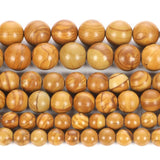 Yellow Wooden Veins Charm Round Loose Beads 4-12 MM