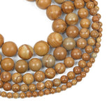 Yellow Wooden Veins Charm Round Loose Beads 4-12 MM