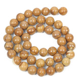 Yellow Wooden Veins Charm Round Loose Beads 4-12 MM