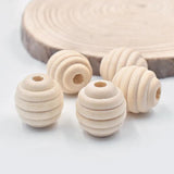 20mm Round Plicated Shape Wood Beads for DIY Crafts 10pcs