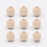 20mm Round Plicated Shape Wood Beads for DIY Crafts 10pcs