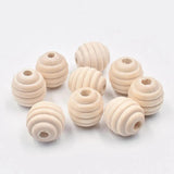 20mm Round Plicated Shape Wood Beads for DIY Crafts 10pcs