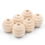 20mm Round Plicated Shape Wood Beads for DIY Crafts 10pcs