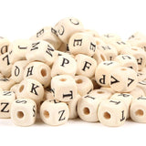 Colorful Alphabet Wooden Beads 8-10mm for Jewelry Making DIY Teether Chain