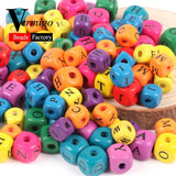 Colorful Alphabet Wooden Beads 8-10mm for Jewelry Making DIY Teether Chain