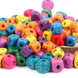 Colorful Alphabet Wooden Beads 8-10mm for Jewelry Making DIY Teether Chain