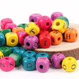 Colorful Alphabet Wooden Beads 8-10mm for Jewelry Making DIY Teether Chain