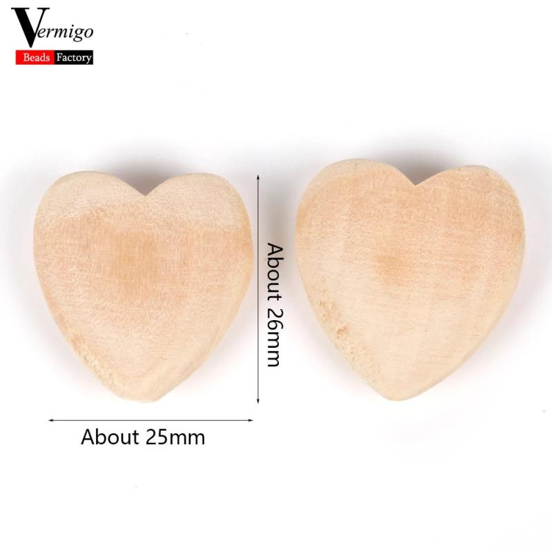 10Pcs Natural Wooden Love Heart Spacer Beads DIY Bracelet Jewelry Making