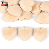 10Pcs Natural Wooden Love Heart Spacer Beads DIY Bracelet Jewelry Making