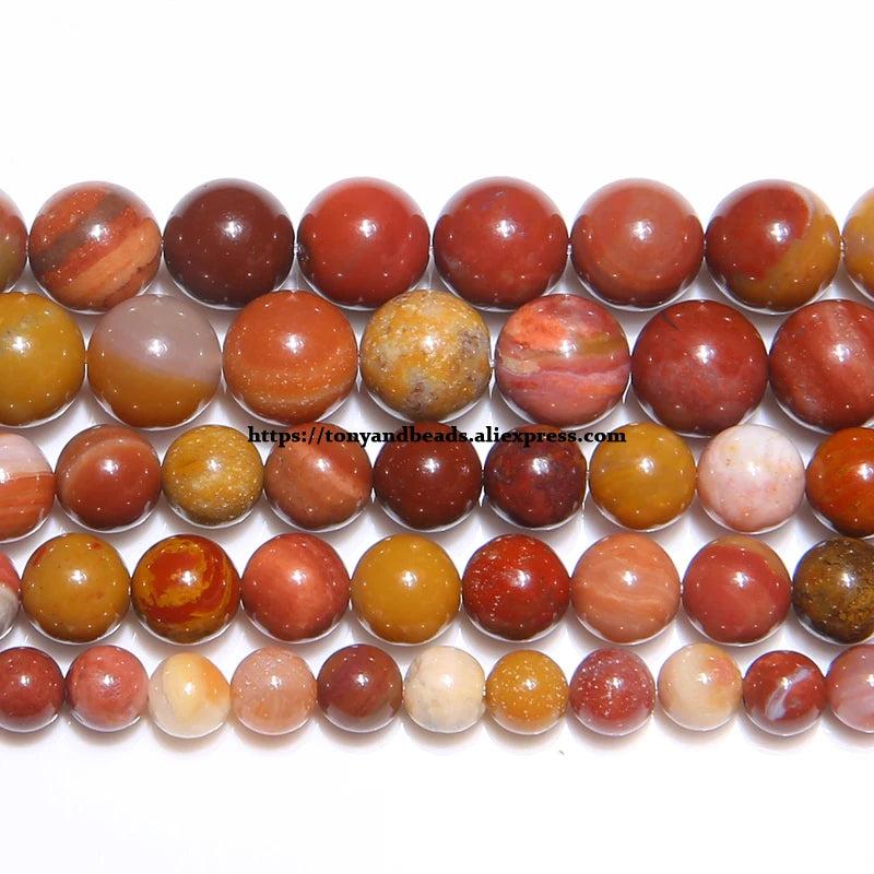 Red Silicified Wood Stone Loose Beads 6 8 10 12MM Jewelry Making