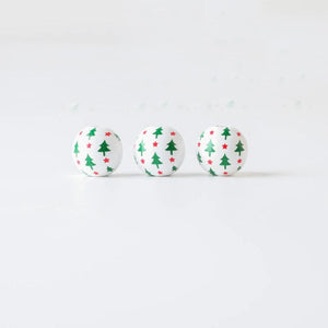 Christmas Snowman Elk Tree Bells Charms Wooden Bead Round Balls Spacers Beads