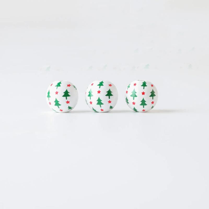 Christmas Snowman Elk Tree Bells Charms Wooden Bead Round Balls Spacers Beads