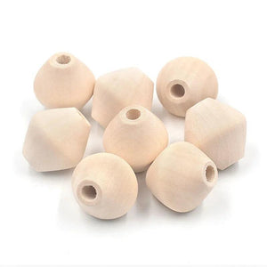 30mm 5Pcs Natural Large Hole Rhombus Wooden Beads for Crafts