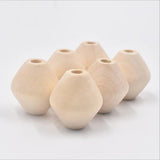 30mm 5Pcs Natural Large Hole Rhombus Wooden Beads for Crafts