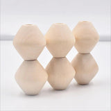 30mm 5Pcs Natural Large Hole Rhombus Wooden Beads for Crafts