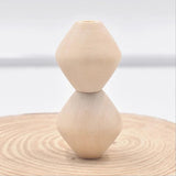 30mm 5Pcs Natural Large Hole Rhombus Wooden Beads for Crafts