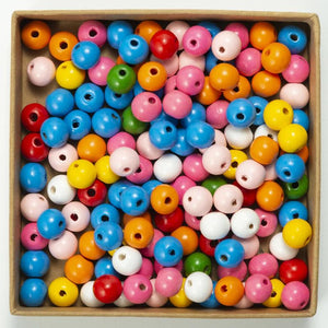 12mm 100pcs Colorful Wood Beads Round Spacer Charms DIY For Jewelry Making