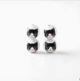 20Pcs Cat Round Wooden Beads DIY Party Decoration Children's Toys Bracelet